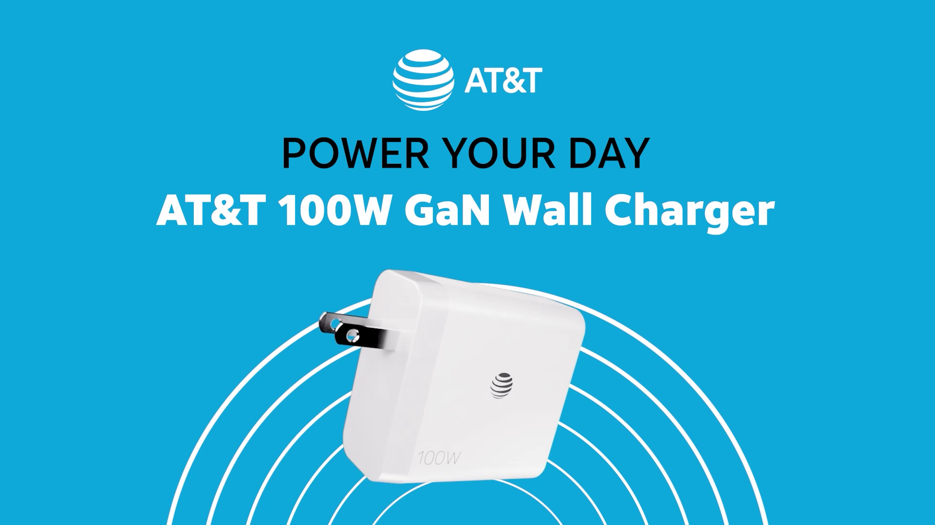 AT&T Essentials Multi Port 100W GaN Wall Charger (2 USBC + 1 USBA)