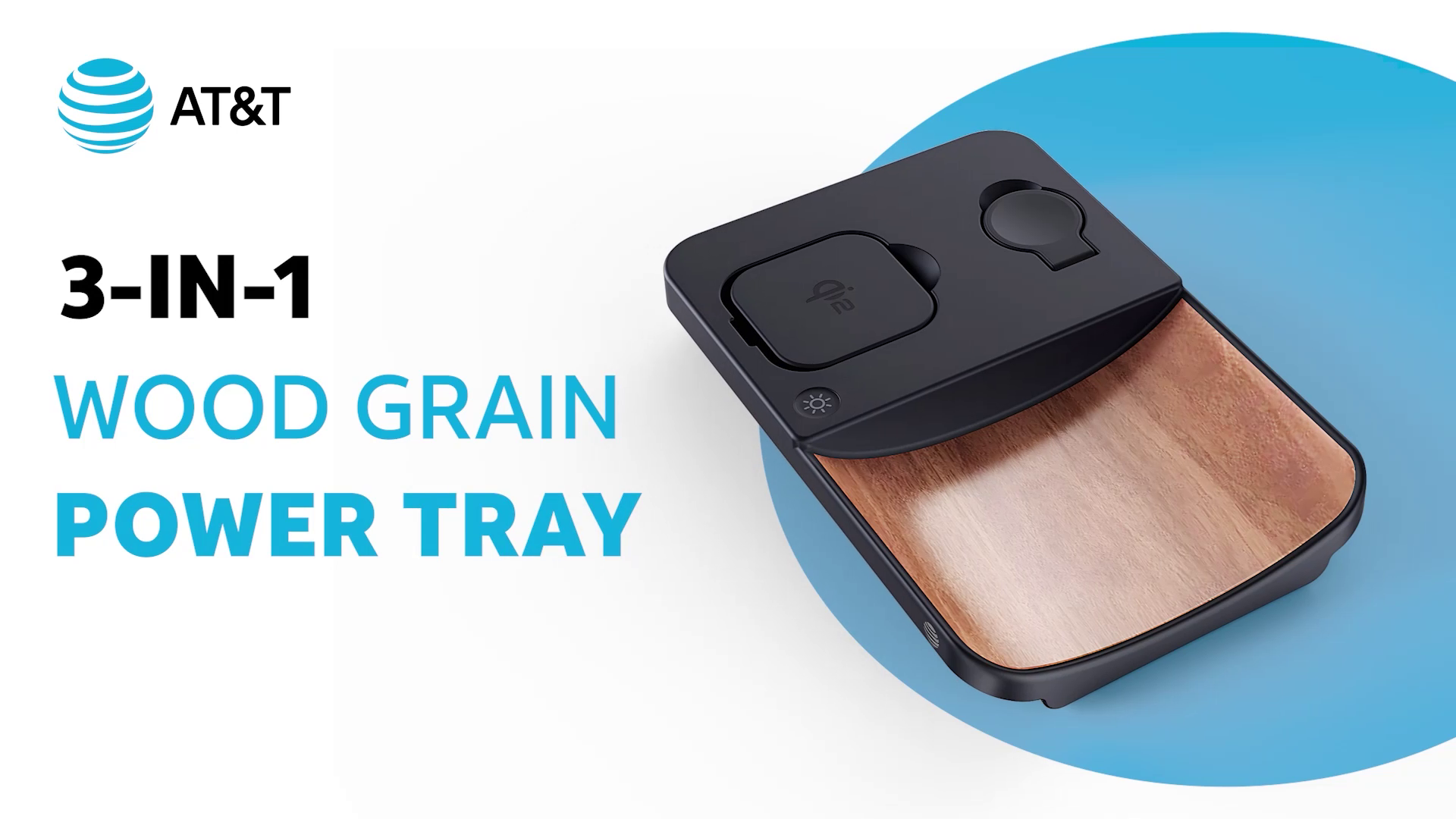 AT&T 3N1 Wood Grain Power Tray